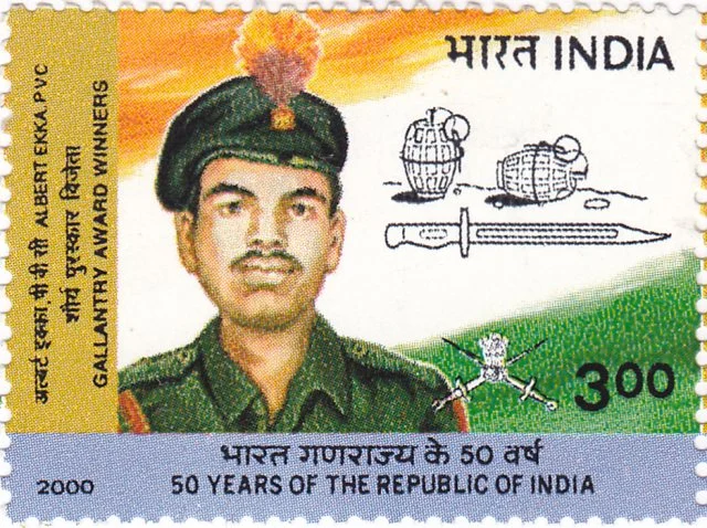Portrait of Albert Ekka (India Post commemorative stamp, 2000)