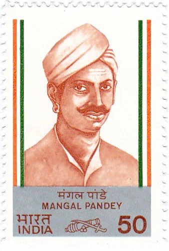 Portrait of Mangal Pandey (India Post commemorative stamp, 1984)