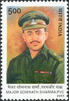 Portrait of Somnath Sharma (India Post commemorative stamp, 2003)