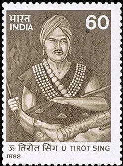 Portrait of U Tirot Sing (India Post commemorative stamp, 1988)