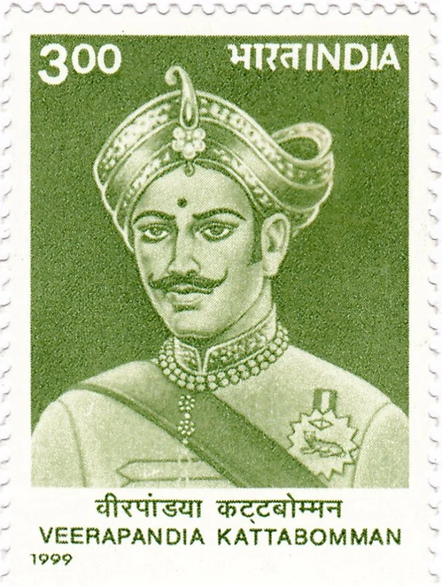 Portrait of Veerapandiya Kattabomman (India Post commemorative stamp, 1999)